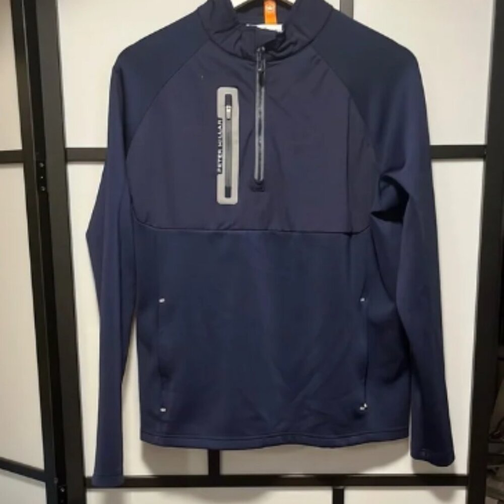PETER MILLAR Crown Men's Hyperlight Weld Hybrid 1/2-zip Jacket Navy Blue SZ M